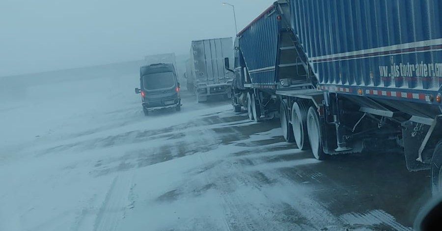 Amazon van in Manitoba winter